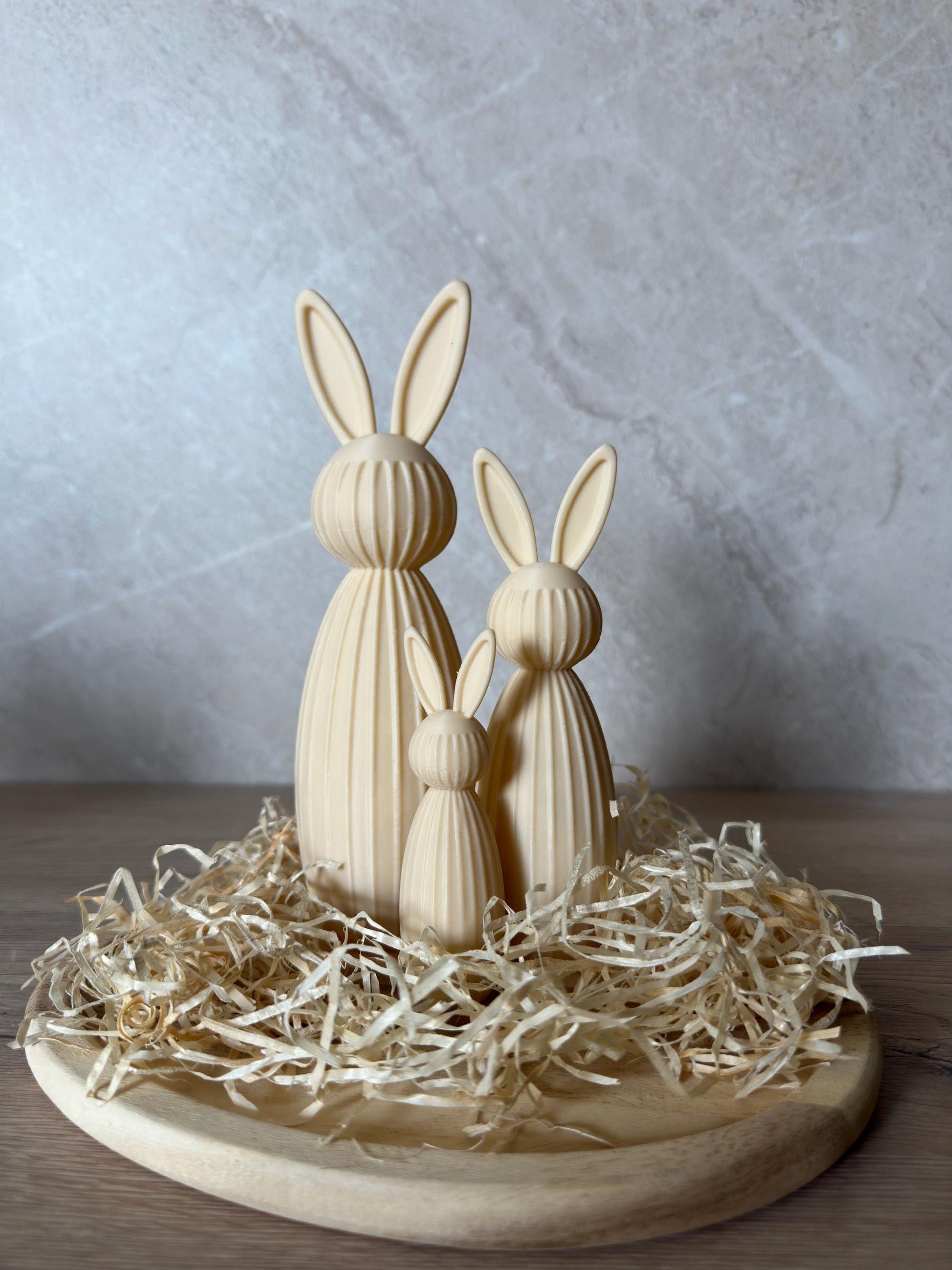Minimalistischer Osterhase Deko | Gerippter Hase 3D Druck | Moderne Osterdeko | Nachhaltige Hasenfigur | Osterkorb Geschenk Set