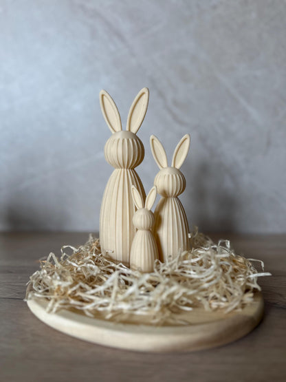 Minimalistischer Osterhase Deko | Gerippter Hase 3D Druck | Moderne Osterdeko | Nachhaltige Hasenfigur | Osterkorb Geschenk Set