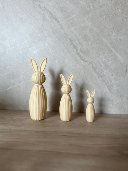 Minimalistischer Osterhase Deko | Gerippter Hase 3D Druck | Moderne Osterdeko | Nachhaltige Hasenfigur | Osterkorb Geschenk Set