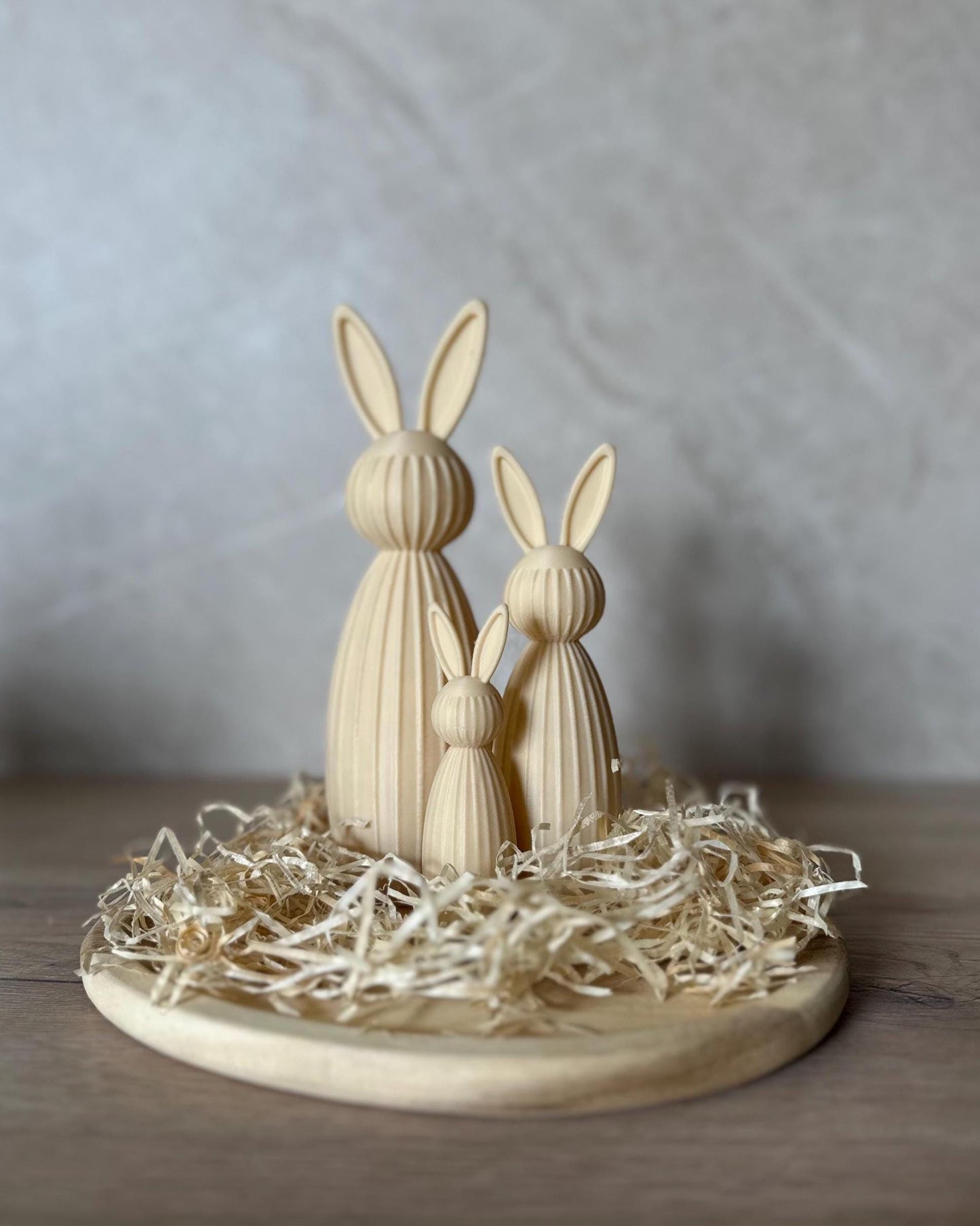 Minimalistischer Osterhase Deko | Gerippter Hase 3D Druck | Moderne Osterdeko | Nachhaltige Hasenfigur | Osterkorb Geschenk Set