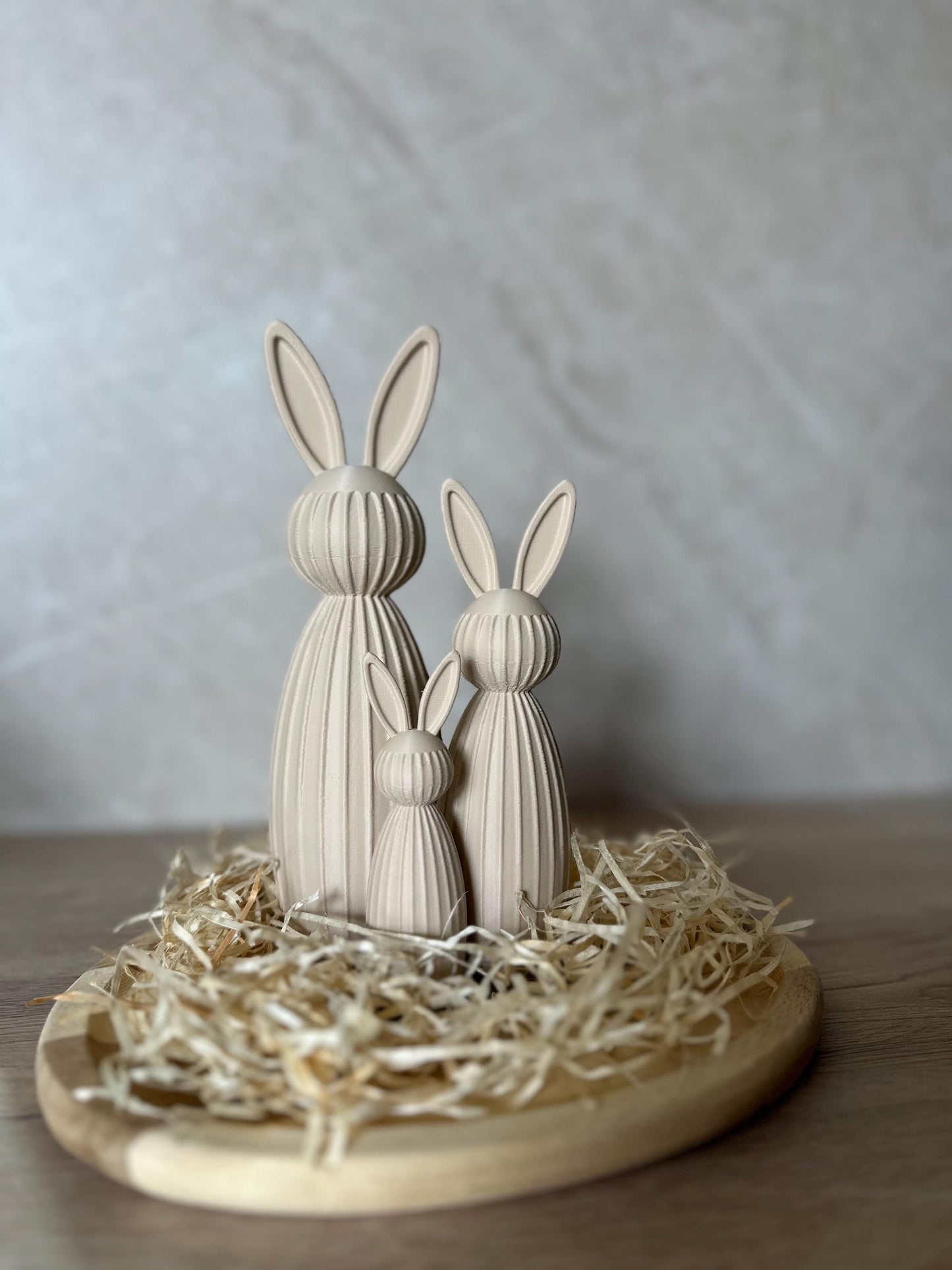 Minimalistischer Osterhase Deko | Gerippter Hase 3D Druck | Moderne Osterdeko | Nachhaltige Hasenfigur | Osterkorb Geschenk Set