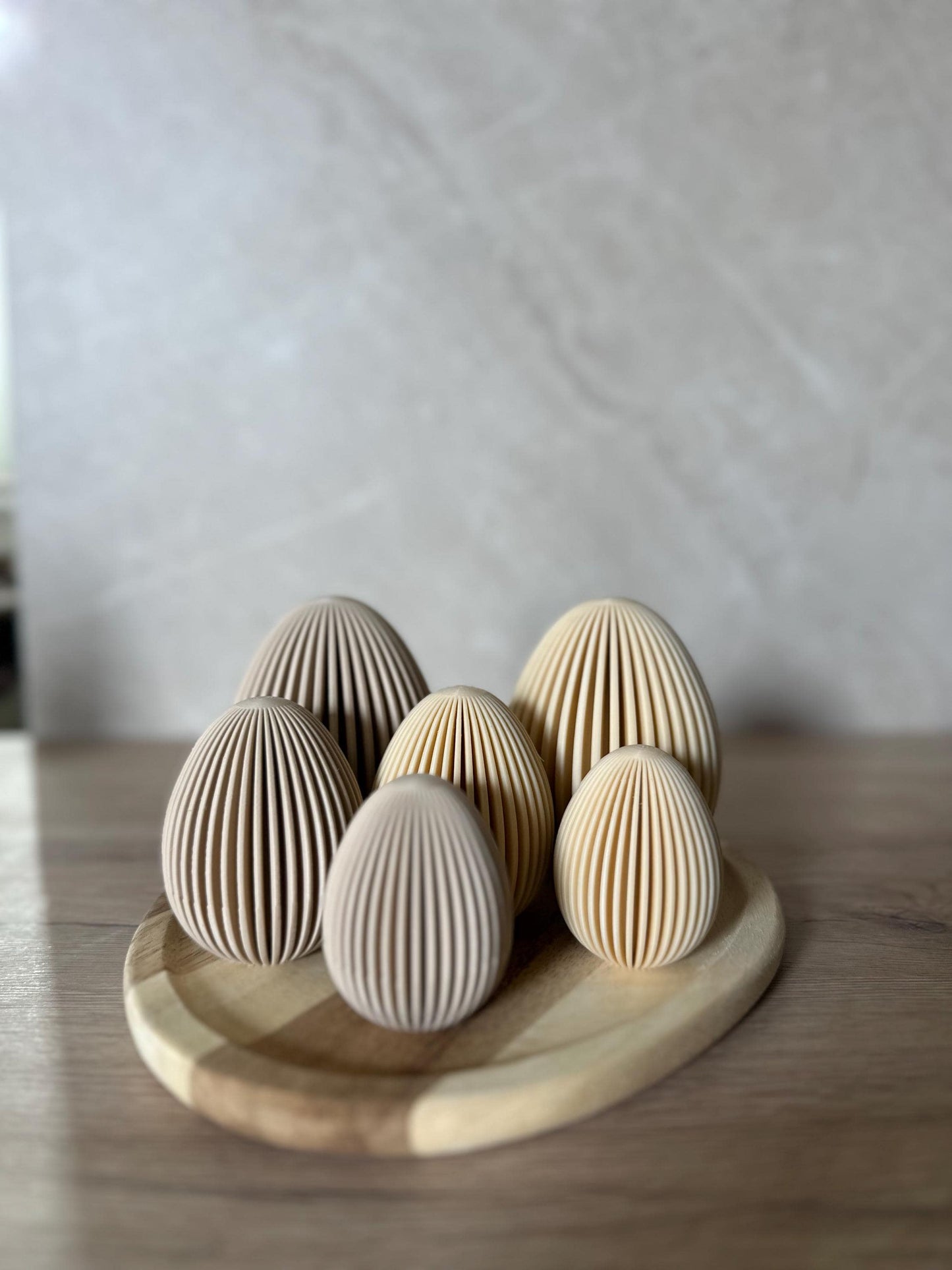 Geripptes Osterei 3D Druck | Minimalistische Osterdeko | Moderne Eier Deko | Osterkorb Füllung | Set 3 Größen | Nachhaltige Osterdeko
