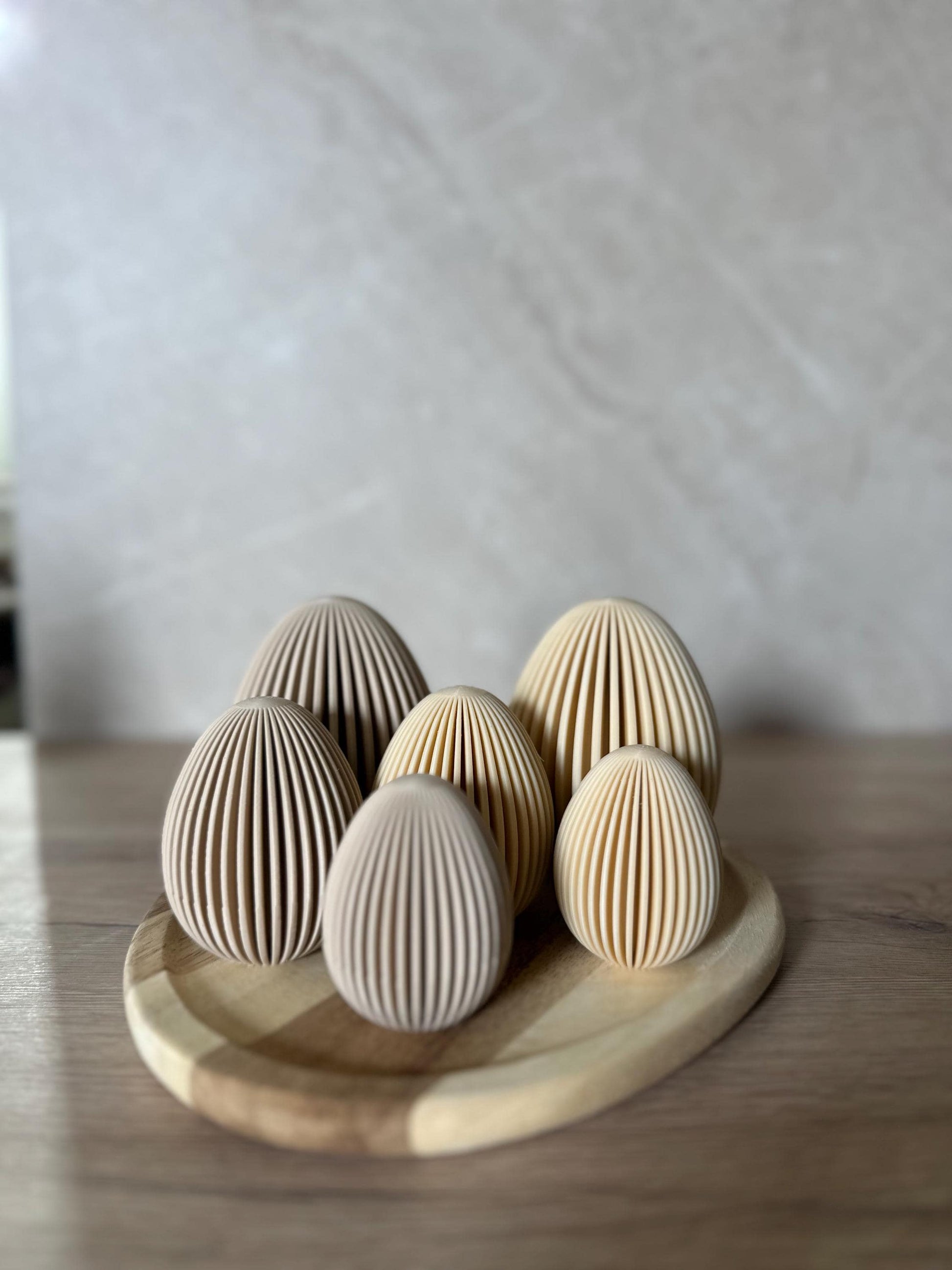 Geripptes Osterei 3D Druck | Minimalistische Osterdeko | Moderne Eier Deko | Osterkorb Füllung | Set 3 Größen | Nachhaltige Osterdeko