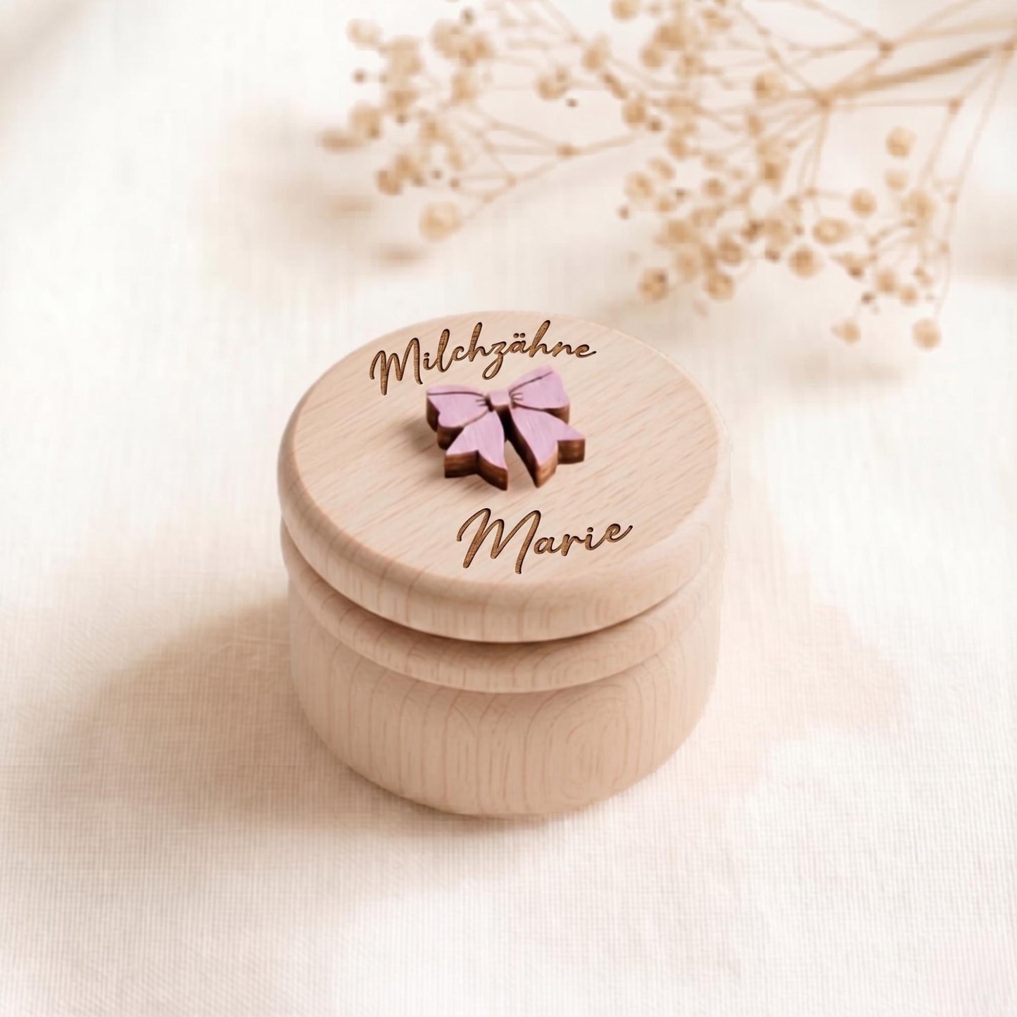Milchzahndose mit Namen aus Holz Geschenk zur Einschulung Jungen & Mädchen Personalisierte Zahndose für die Zahnfee Erinnerungsbox Acrylzahn