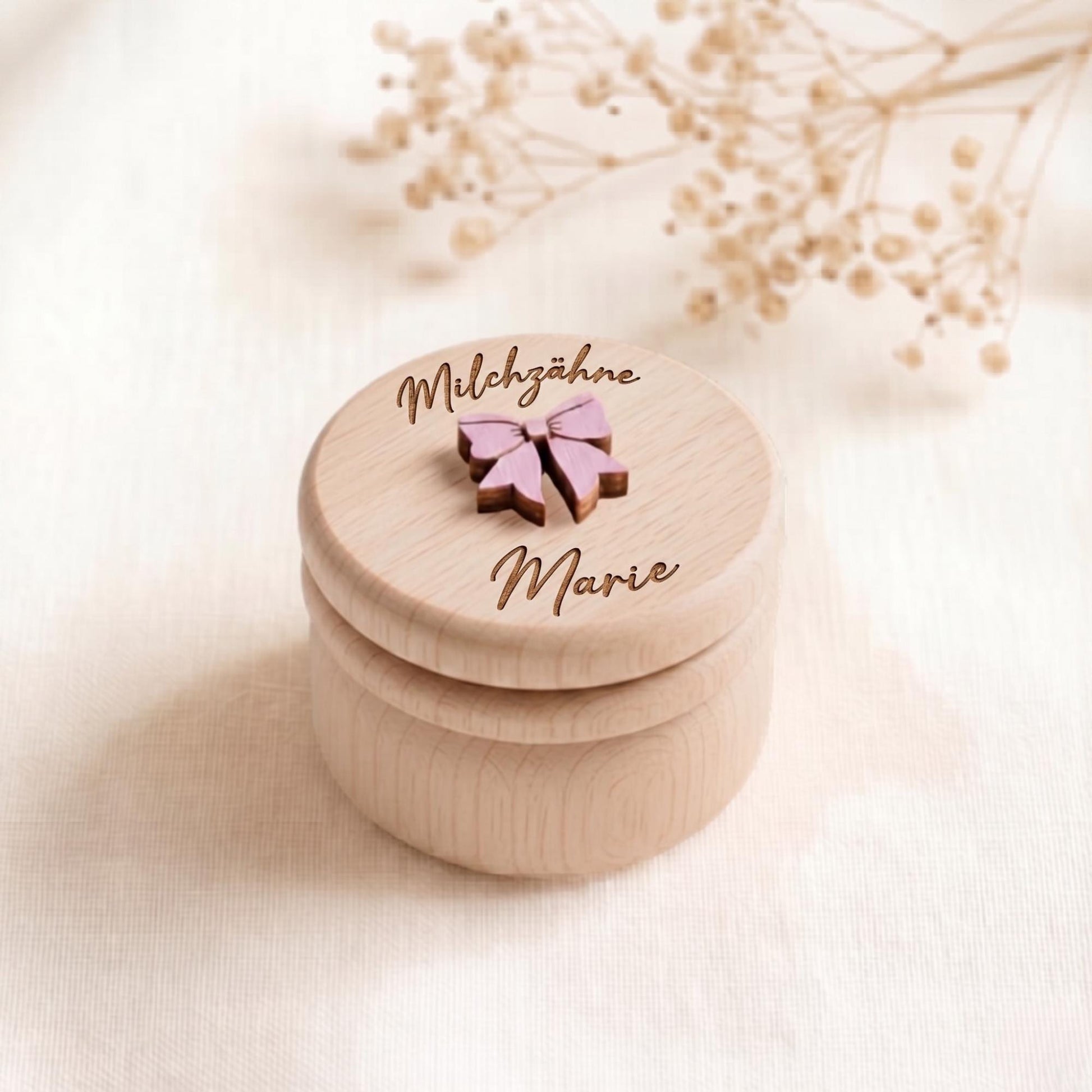 Milchzahndose mit Namen aus Holz Geschenk zur Einschulung Jungen & Mädchen Personalisierte Zahndose für die Zahnfee Erinnerungsbox Acrylzahn