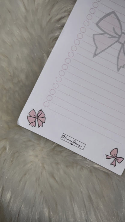 Zauberhafte rosa Schleifen – Notizblock für deine kreativen To-Do-Listen