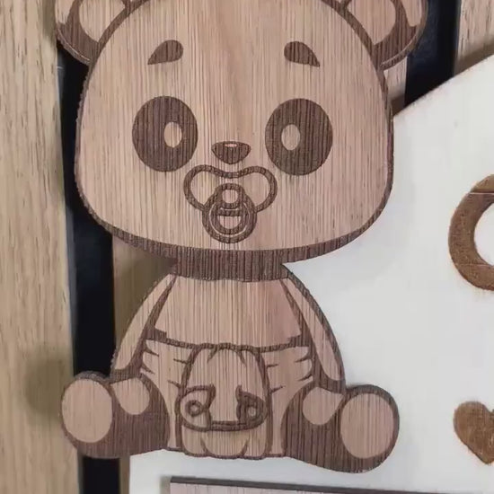 Mein erstes Jahr Holz personalisiert – Meilensteintafel Baby – Geburtsgeschenk personalisiert – Babygeschenk zur Geburt & 1. Geburtstag