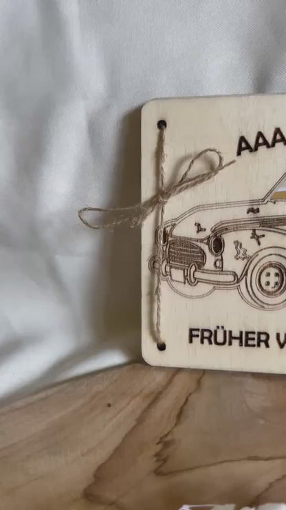 Geldgeschenk Alt Eisen Oldtimer Geldkarte Geburtstag Oldtimer Fan Karte aus Holz runder Geburtstag Geschenk Holz Geldgeschenk aus Holz