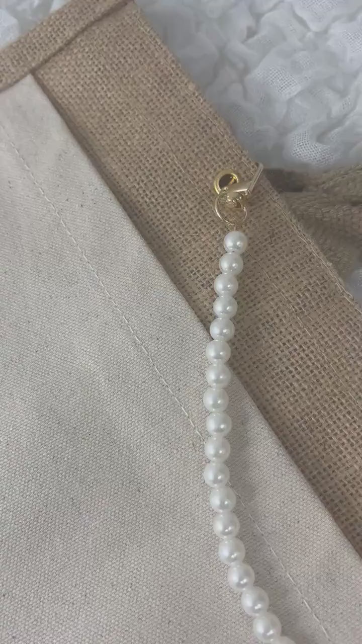Personalisierte Jutetasche mit Perlenkette - Tasche - Name