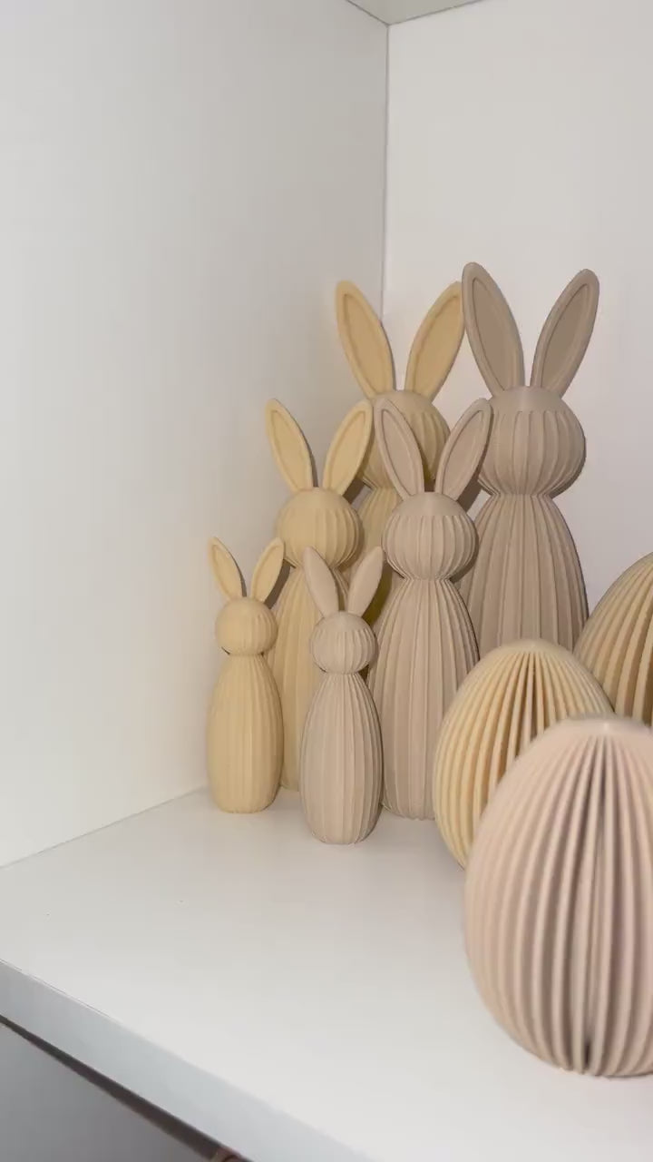 Geripptes Osterei 3D Druck | Minimalistische Osterdeko | Moderne Eier Deko | Osterkorb Füllung | Set 3 Größen | Nachhaltige Osterdeko