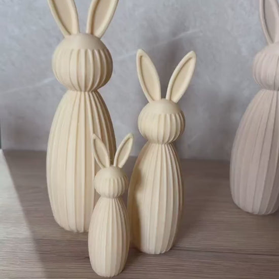 Minimalistischer Osterhase Deko | Gerippter Hase 3D Druck | Moderne Osterdeko | Nachhaltige Hasenfigur | Osterkorb Geschenk Set