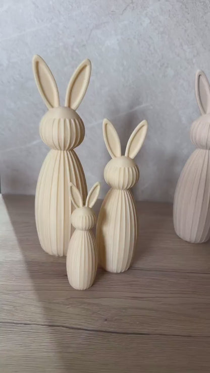 Minimalistischer Osterhase Deko | Gerippter Hase 3D Druck | Moderne Osterdeko | Nachhaltige Hasenfigur | Osterkorb Geschenk Set