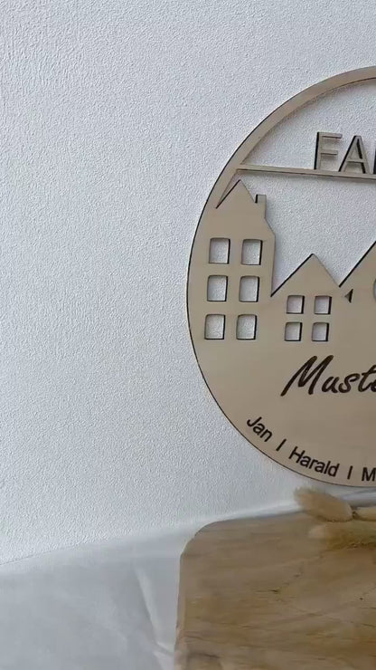 Haustürschild personalisiert Geschenk Patchworkfamilie personalisiert Familienschild aus Holz Familie Familienschild personalisiert