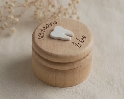 Milchzahndose mit Namen aus Holz Geschenk zur Einschulung Jungen & Mädchen Personalisierte Zahndose für die Zahnfee Erinnerungsbox Acrylzahn